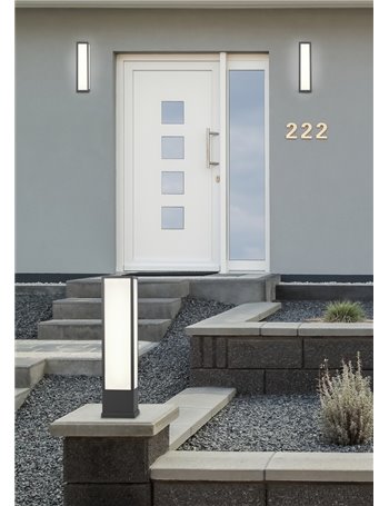 Fuerte palo led da esterno rettangolare in fusione antracite l. 15cm x h. 60cm ip54 Moderno Led