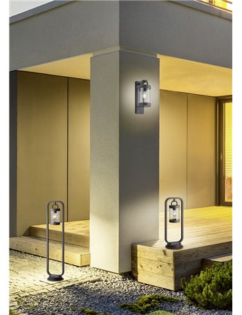 Sambesi palo alto led da esterno lanterna con sensore crepuscolare metallo antracite h. 100cm Moderno E27