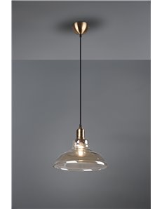 Aldo sospensione vetro campana ambra montatura ottone anticato d. 28cm Moderno LED