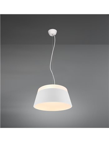 Baroness sospensione cono metallo bianco con doppio diffusore metacrilato d. 45cm Moderno E27