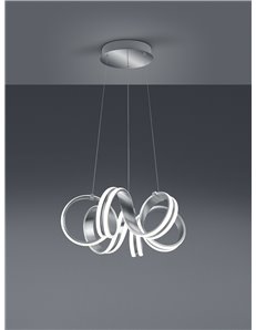 Carrera sospensione led metallo alluminio tiranti regolabili con variazione intensita' con interruttore a parete d. 55cm Moderno 2