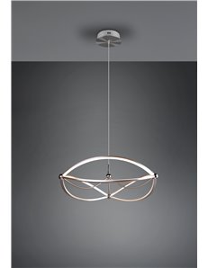 Charivari sospensione led acciaio satinato ellissi dimmerabile con interruttore d. 62cm Moderno LED