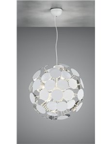 Discalgo sospensione sfera tondi metallo bianco opaco argento d. 54cm Stile giovane E14 2