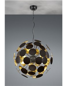 Discalgo sospensione sfera tondi metallo nero opaco oro d. 54cm Stile giovane E14 2