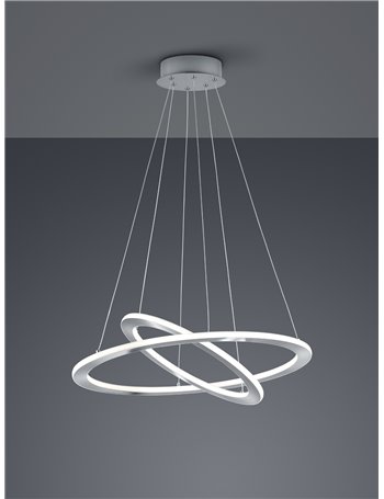 Durban sospensione led doppio anello acciaio satinato intensita' regolabile a scatto d. 60cm Moderno LED