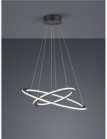 Durban sospensione led doppio anello antracite intensita' regolabile a scatto d. 60cm Moderno LED