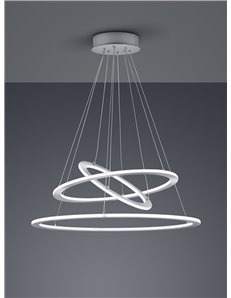 Durban sospensione led triplo anello acciaio satinato intensita' regolabile a scatto d. 80cm Moderno LED 2