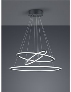 Durban sospensione led triplo anello antracite intensita' regolabile a scatto d. 80cm Moderno LED 2