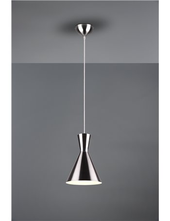 Enzo sospensione doppio cono metallo acciaio satinato d. 20cm Moderno LED