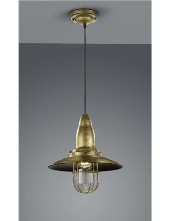 Fisherman sospensione ottone anticato d.32 Vintage E27