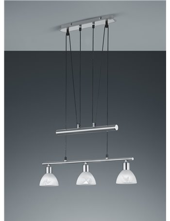 Levisto sospensione con bilancere led 3 vetri metallo acciaio l.60,5  Moderno LED
