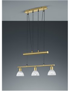 Levisto sospensione con bilancere led 3 vetri ottone l.60,5  Moderno LED
