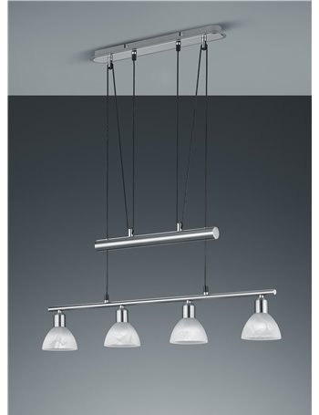 Levisto sospensione bilancere led 4 vetri acciaio l.80,5  Moderno LED