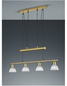 Levisto sospensione con bilancere led 4 vetri ottone l.80,5  Moderno LED
