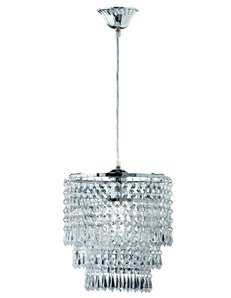Orient sospensione tonda strass acrilico cromato cm25 Classico E27