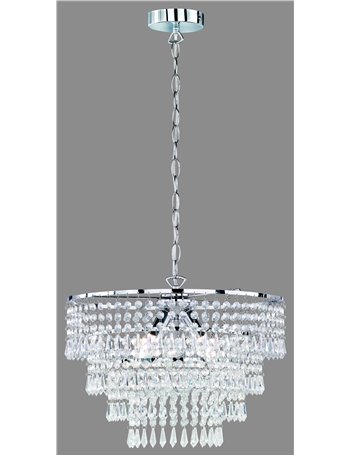 Orient sospensione rotonda strass acrilico cromato cm43 Classico E14