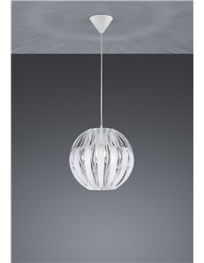 Pumkin sospensione listelli metacrilato trasparenti e bianco 3 possibilita' di forme d. 30cm Moderno E27