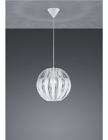 Pumkin sospensione listelli metacrilato trasparenti e bianco 3 possibilita' di forme d. 30cm Moderno E27