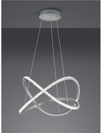 Rubin sospensione led alluminio satinato effetto cristallo con telecomando luce bianca dimmerabile  rgb luce notturna d.50cm Mod