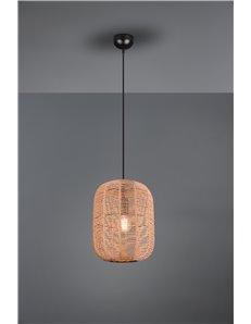 Runa sospensione grande metallo nero e corda d.35cm Moderno LED 2
