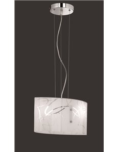 Spirelli sospensione rettangolare doppio vetro decoro cerchi l.40cm Moderno E27 2