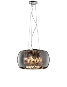 Vapore sospensione vetro cromo con pendagli vetro dimmerabile d. 40cm Moderno G9