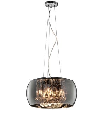 Vapore sospensione vetro cromo con pendagli vetro dimmerabile d. 40cm Moderno G9
