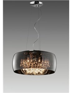 Vapore sospensione vetro cromo con pendagli vetro dimmerabile d. 50cm Moderno G9