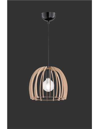 Wood sospensione cupola listelli di legno d. 30 Moderno E27
