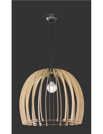 Wood sospensione cupola listelli di legno d. 60 Moderno E27