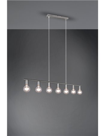Vannes sospensione 7 spots acciaio satinato l. 110cm Moderno E27