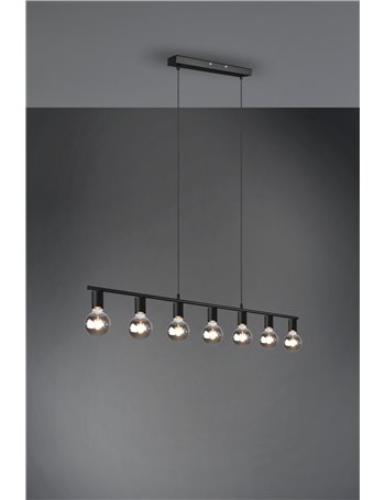 Vannes sospensione 7 spots nera l. 110cm Moderno E27