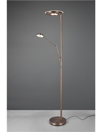 Barrie piantana led con lampada da lettura ottone satinato con regolazione intensita' e luce calda e fredda h. 180cm Moderno LED