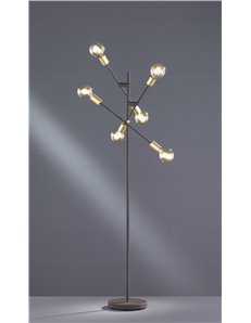Cross piantana 3 braccia orientabili 6 luci nero opaco e oro h. 165cm Moderno E27 2