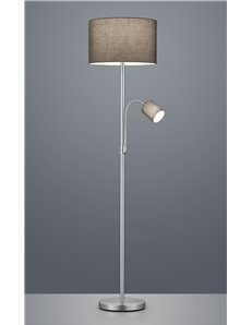 Hotel piantana grigia con lampada da lettura paralumi bianchi con accensioni separate h. 170cm Moderno E27+E14 2