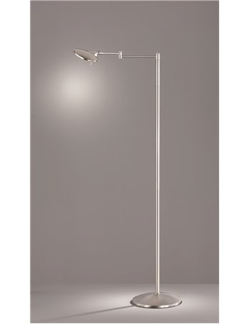 Kazan piantana led doppio braccio snodabile acciaio satinato con dimmer a sensore h.120cm, p.45cm Moderno LED