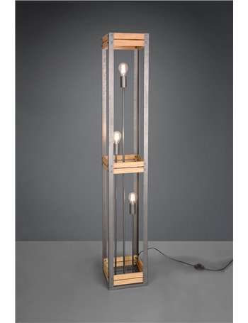 Khan piantana legno e metallo anticato 3 luci h. 150cm Moderno LED