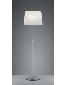 Lyon piantana acciaio satinato con paralume bianco regolabile in altezza e con 3 lampadine ad accensione separata h. 140-180cm,  2