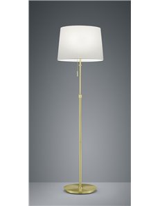 Lyon piantana ottone satinato con paralume bianco regolabile in altezza e con 3 lampadine ad accensione separata h. 140-180cm, d 2