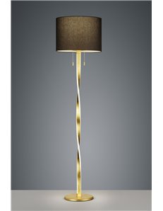Nandor piantana con paralume nero e asta elicoidale illuminata led foglia oro con interruttori separati h.162cm Moderno LED 2
