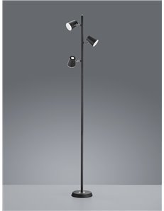 Narcos piantana led 3 diffusori orientabili luce passante nero opaco con touch dimmer 4 intensita' h.154cm Moderno LED 2