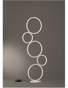 Rondo piantana led 5 cerchi metallo bianco opaco con varialuce h. 115cm Moderno LED 2