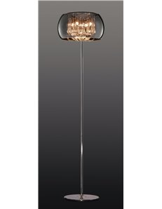 Vapore piantana vetro cromo con pendagli vetro dimmerabile d.40cm x h.160cm  Moderno G9