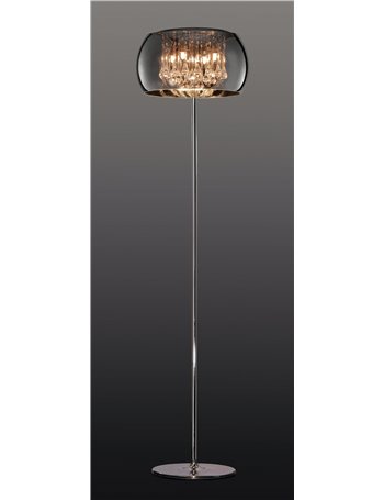 Vapore piantana vetro cromo con pendagli vetro dimmerabile d.40cm x h.160cm  Moderno G9