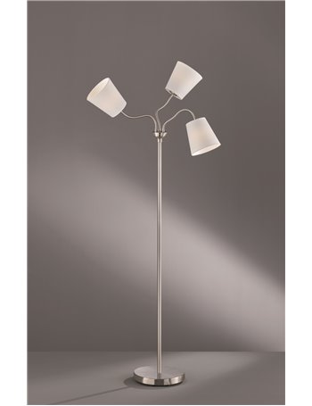 Windu piantana metallo con 3 diffusori con paralume bianco flessibili h. 140cm Moderno E27