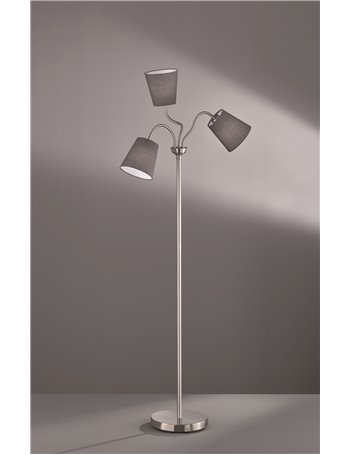 Windu piantana metallo con 3 diffusori con paralume grigio flessibili h. 140cm Moderno E27