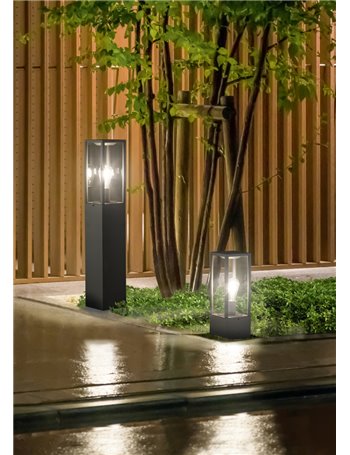 Garonne palo alto da esterno rettangolare in fusione colore antracite h. 80cm Moderno E27