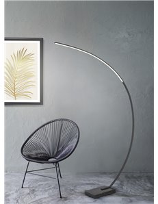 Bangkok piantana led ad arco nero base marmo nero dimmerabile h. 180cm Moderno LED