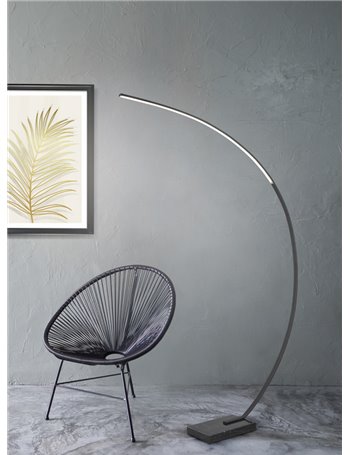 Bangkok piantana led ad arco nero base marmo nero dimmerabile h. 180cm Moderno LED