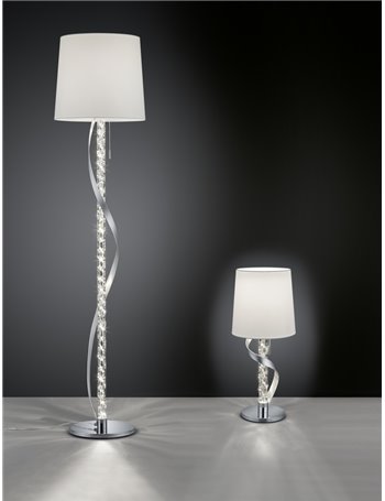 Cannes ii piantana led e27 cromo e alluminio spazzolato fusto che si illumina h.165cm   Moderno led